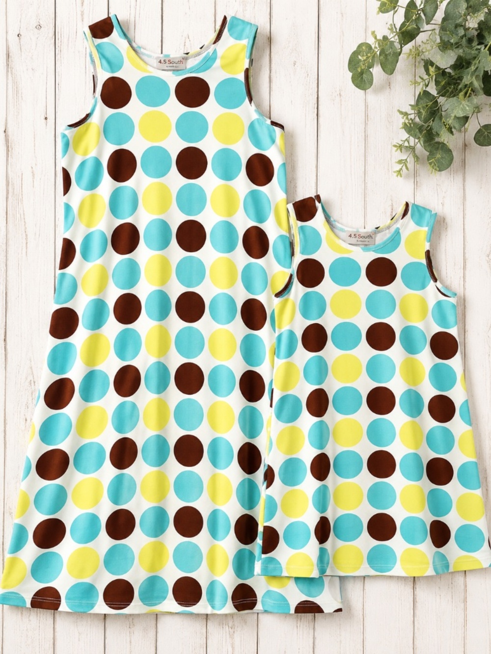 4O5 South by Anita G Matching Polka Dot Dresses Girls 6X & Women’s L